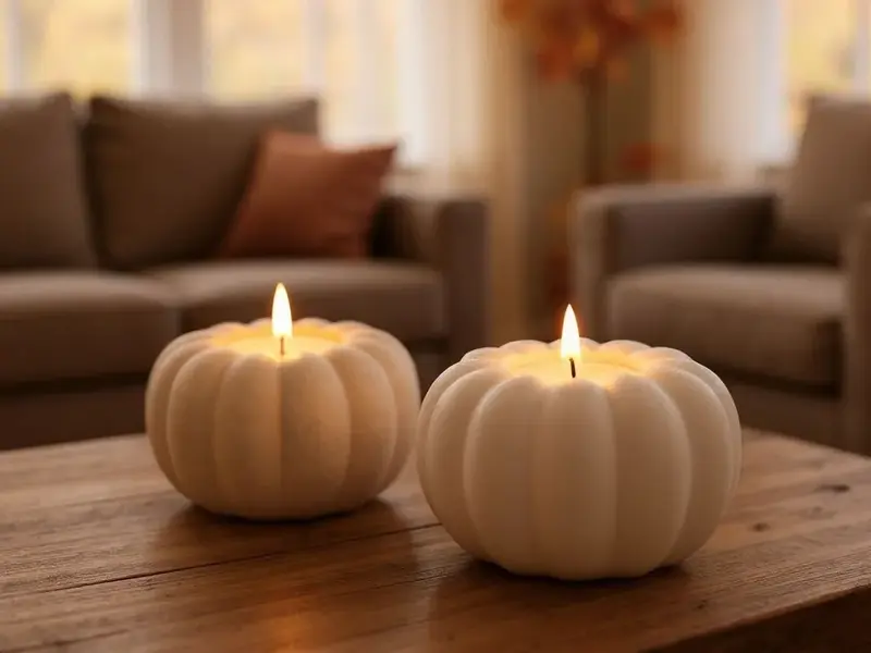 (2)Autumn Pumpkins with Tealight