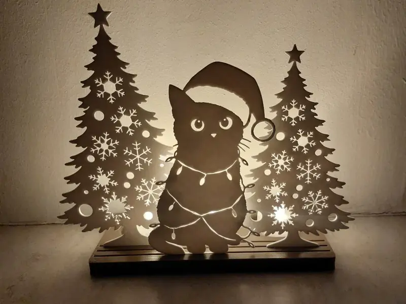 Christmas Cat Silhouette